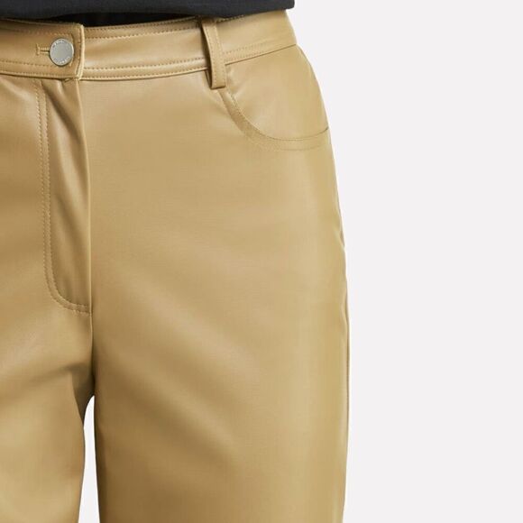 HALOGEN NWT 5 pocket faux leather pants in Olive Italy Size 10 - Picture 4 of 6